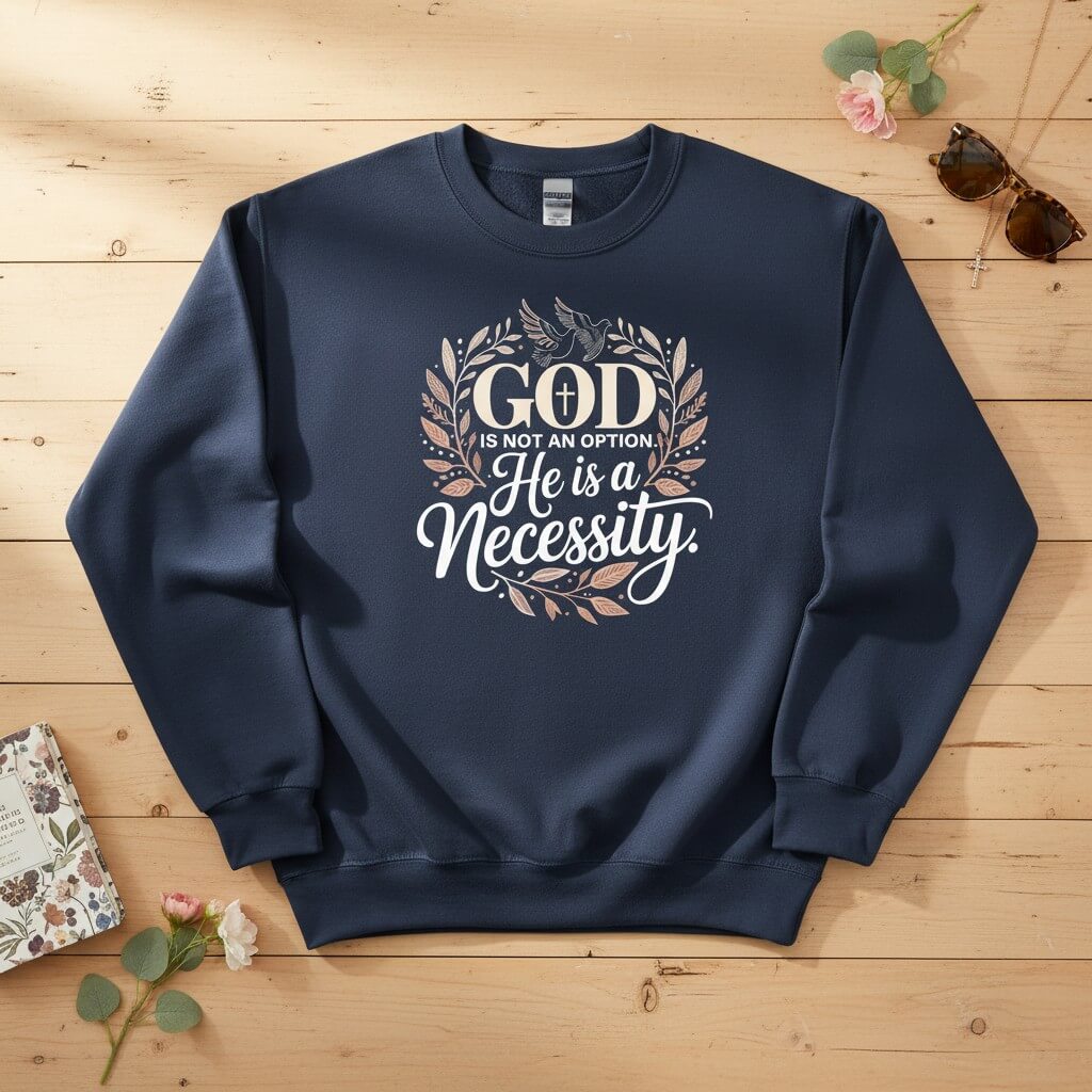 God is not an option. He is a necessity Crewneck Sweatshirt