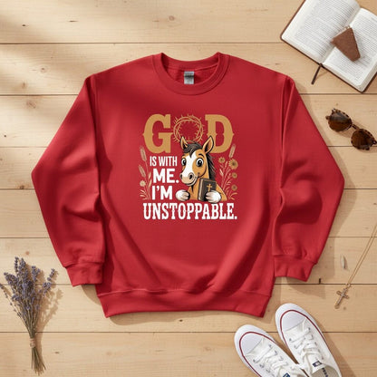 God is with me. I’m unstoppable Crewneck Sweatshirt 2