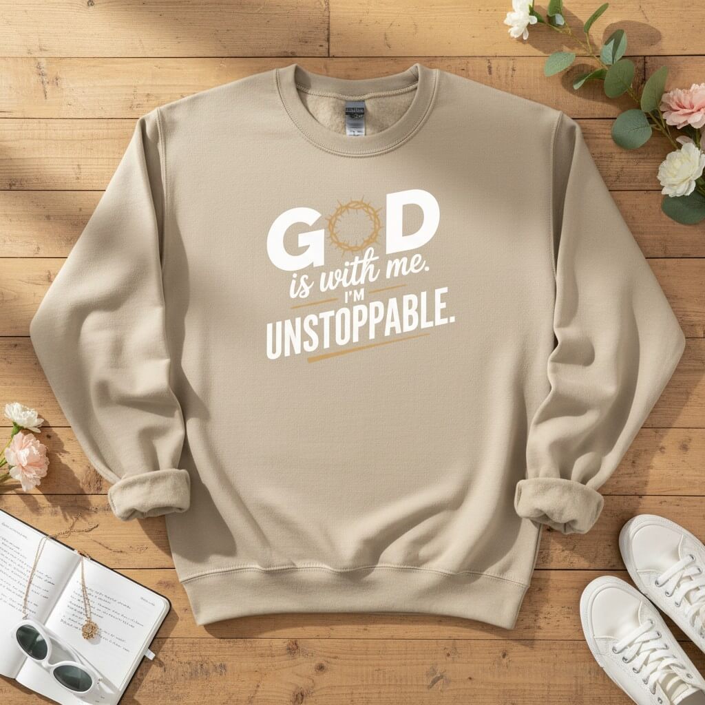 God is with me. I’m unstoppable Crewneck Sweatshirt
