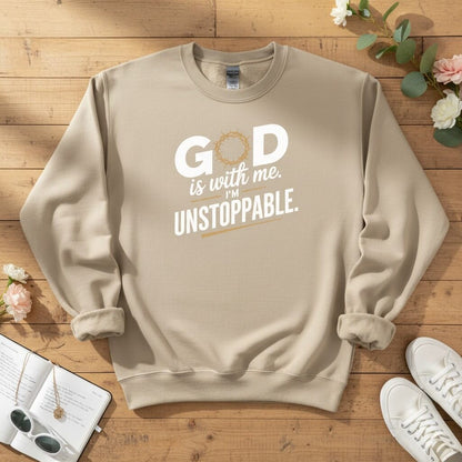 God is with me. I’m unstoppable Crewneck Sweatshirt