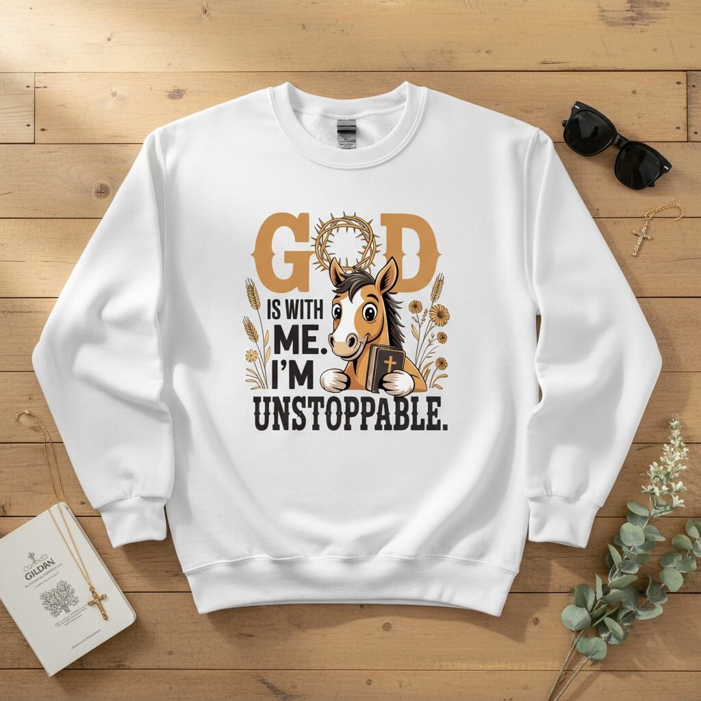 God is with me. I’m unstoppable Crewneck Sweatshirt 2