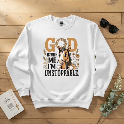 God is with me. I’m unstoppable Crewneck Sweatshirt 2