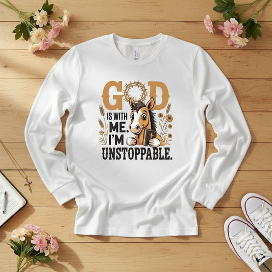 God is with me. I’m unstoppable Long Sleeve Tee 2