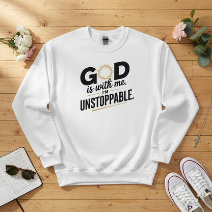 God is with me. I’m unstoppable Crewneck Sweatshirt
