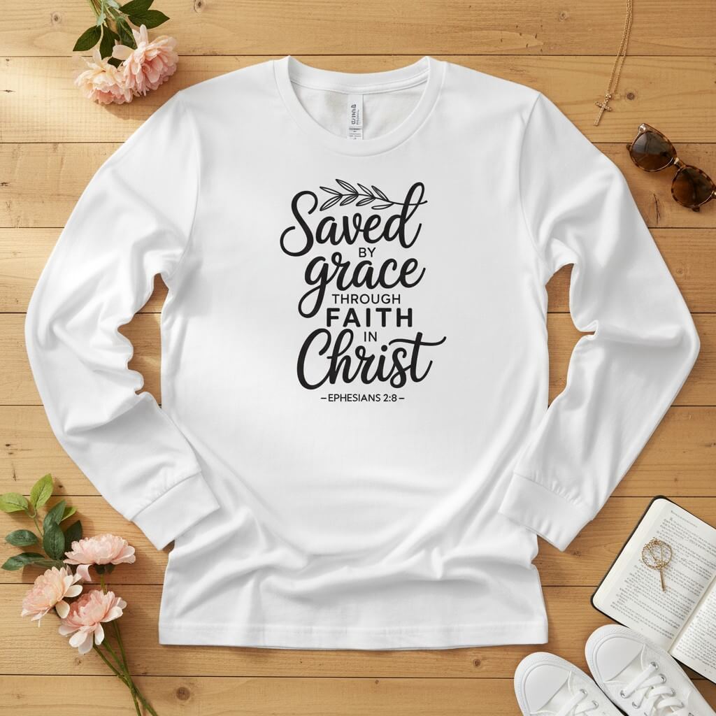 Saved by Grace through Faith in Christ Long Sleeve Tee